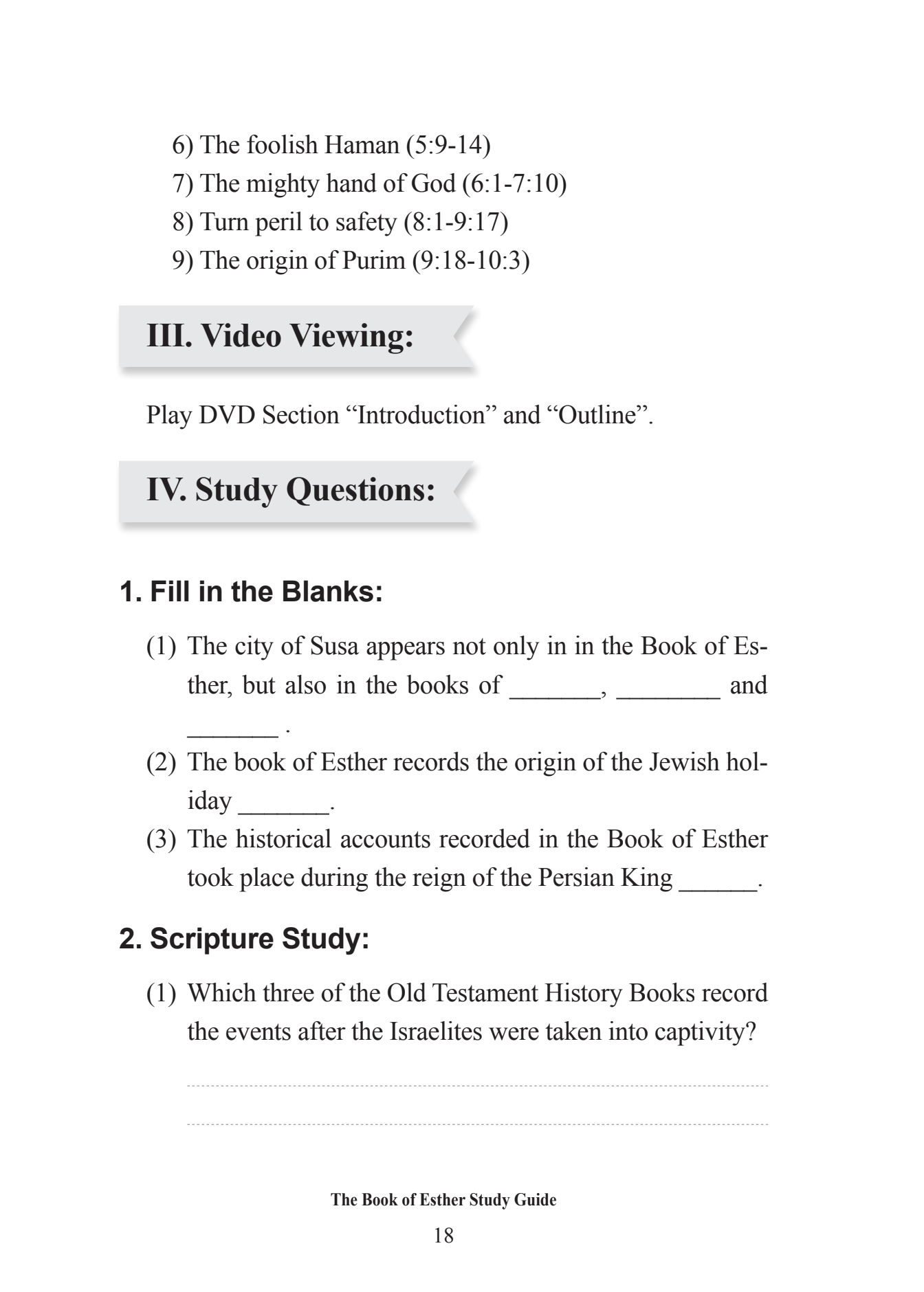 The Book of Esther English Version Discipleship Bible Study Series